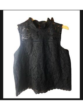 JACK BY BB DAKOTA- WOMENS BLACK LACE CREW NECK TOP SIZE LARGE